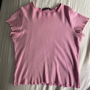 brandy melville pink lettuce edge tshirt